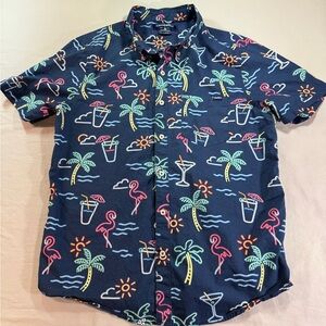 Chubbies Button Down Popover The Nutter Weekend Shirt Size Large Neon Flamingo